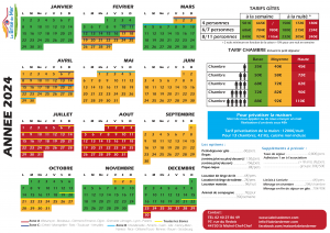 Tarifs d'hébergement 2024